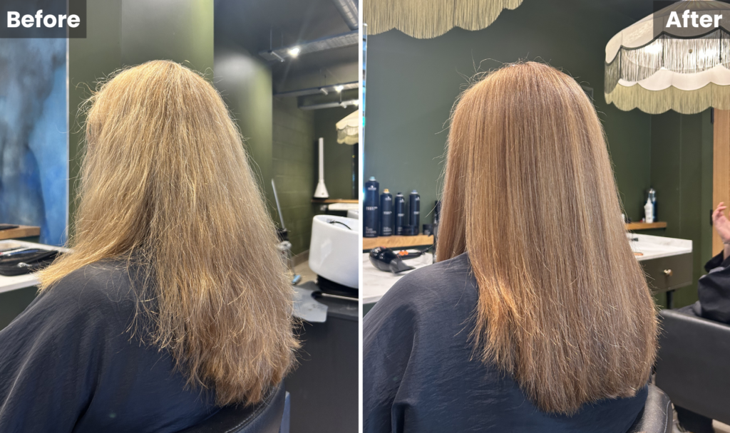 Keratin smoothing treatment at a hairdressers manchester salon.