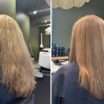 Keratin smoothing treatment at a hairdressers manchester salon.