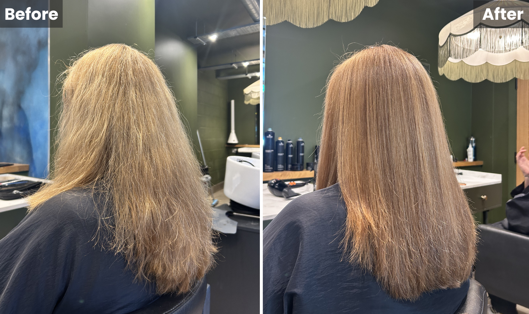 Keratin smoothing treatment at a hairdressers manchester salon.