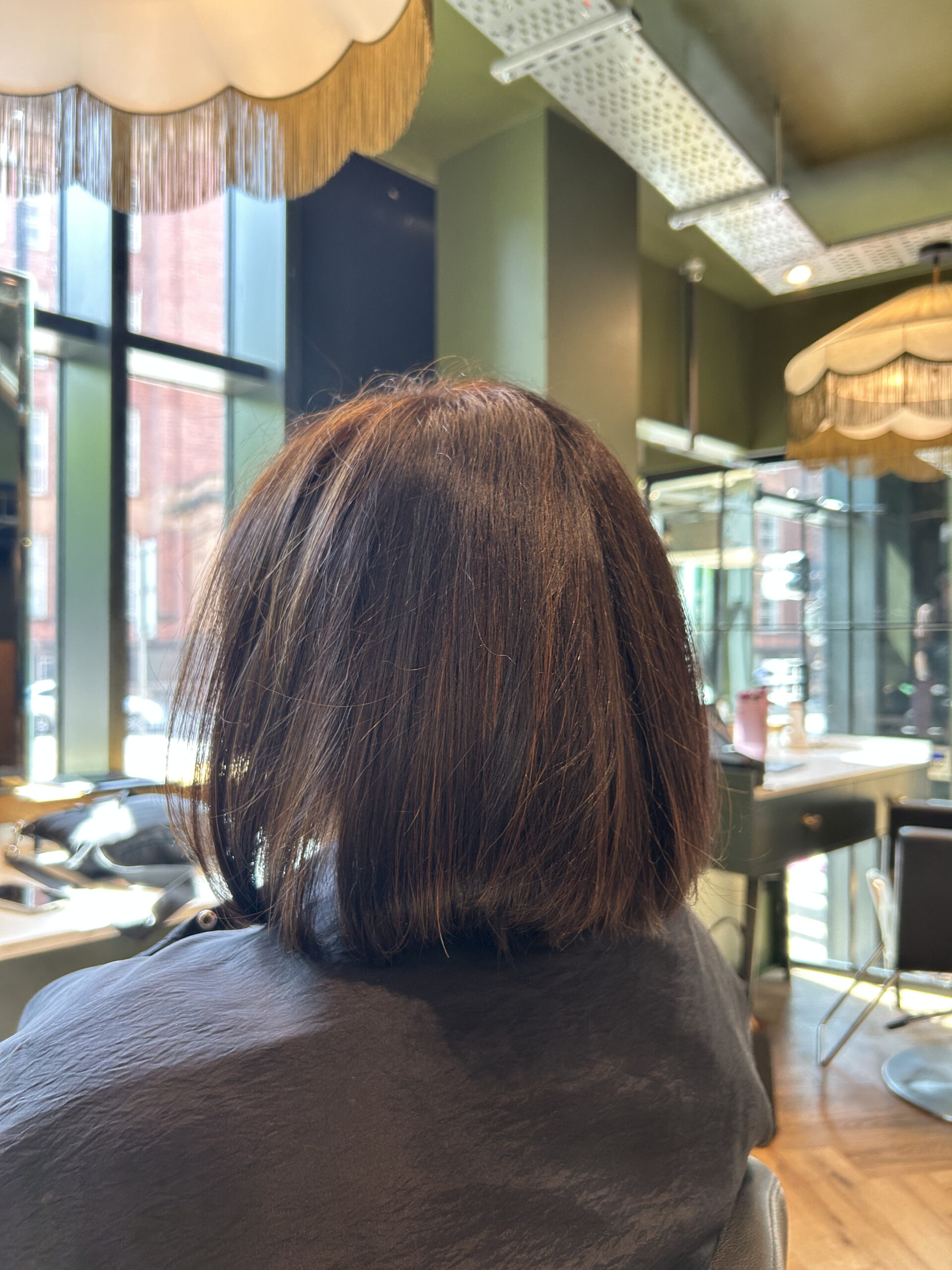Keratin smoothing treatment on a ladies short hair in manchester