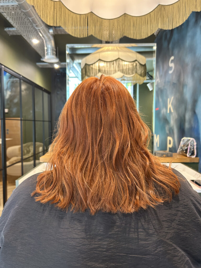 highlights done on ginger hair in david rozman hair salon in manchester